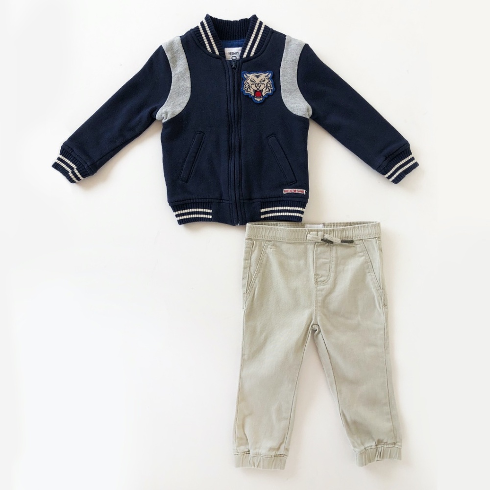 Hudson Baby Boys Tiger Logo Varsity Jacket & Solid Pants